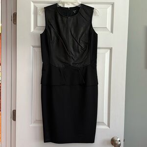 Raoul Sleeveless Peplum Dress w Leather Bodice